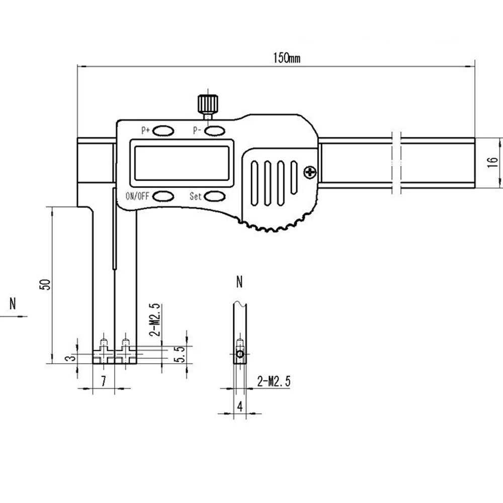 Interchangeable probe Stainless Steel Digital Display Thickness Vernier Caliper Tube Wall Thickness Special Measuring Tool