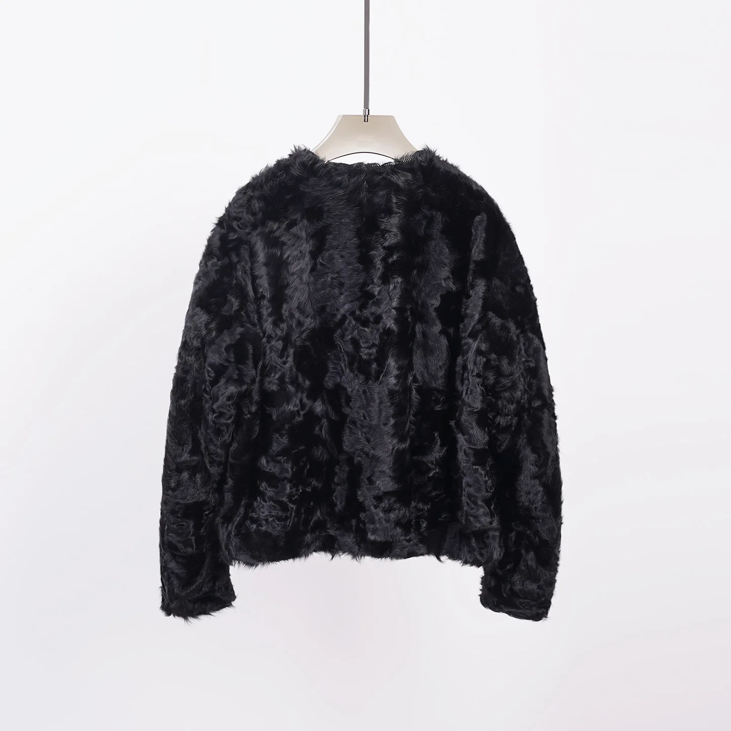 اختيار الخريف/الشتاء مصنوع يدويًا: معطف نسائي دافئ بأكمام طويلة من جلد الغنم والصوف #2