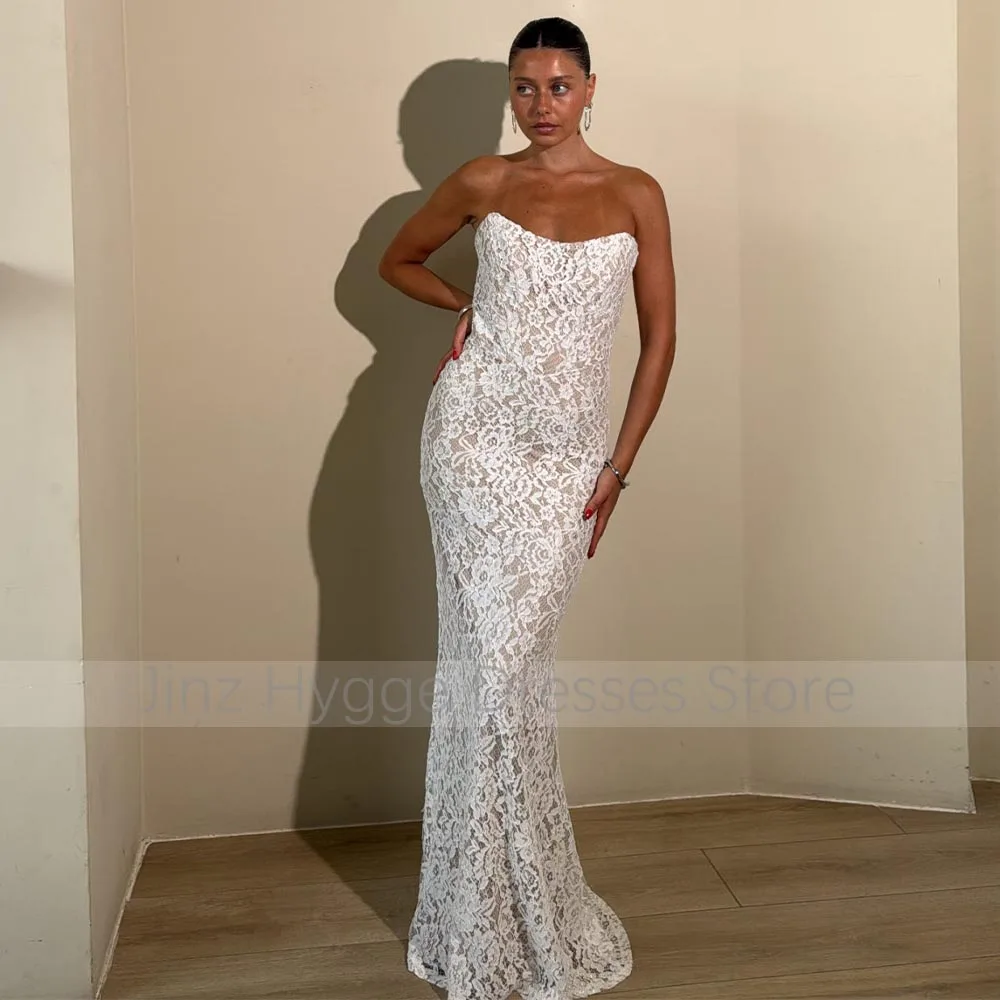 Abito da sera in pizzo a sirena con scollo a V senza maniche eleganti abiti da festa formali per le donne 2025