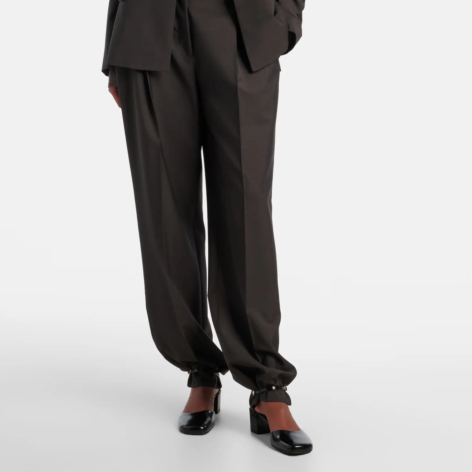 Women's Leather Square-Toe High Heel Pumps with Buckle Strap