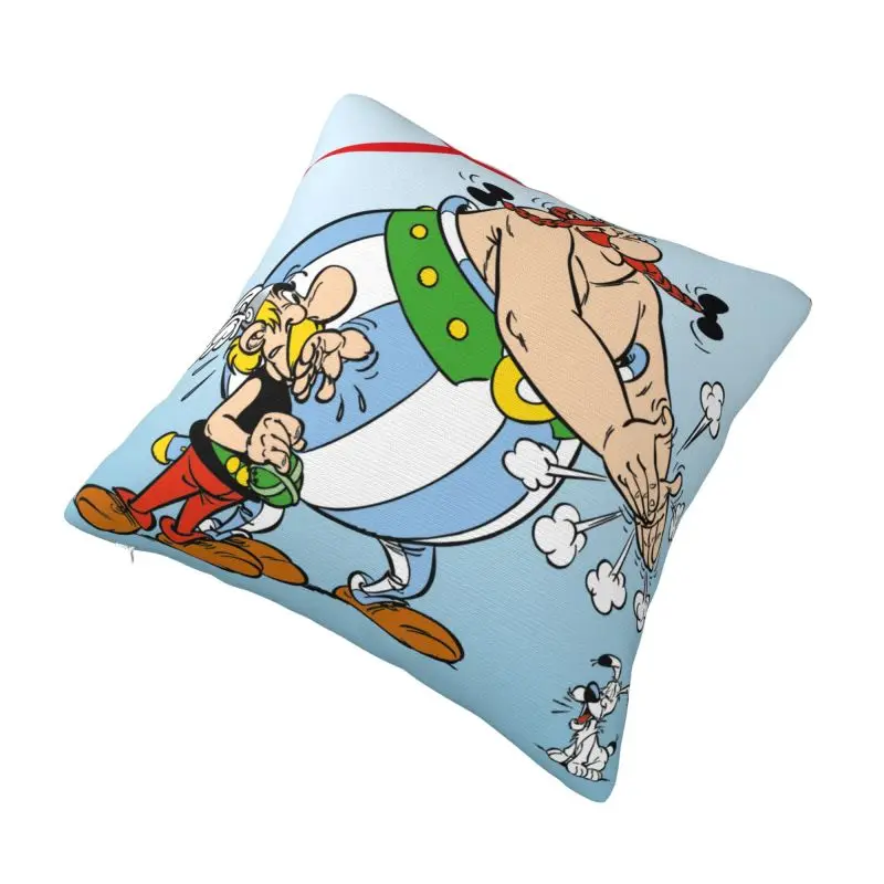 Custom Asterixs And Obelixs Adventure Comic Pillow Case 45x45cm Cushion Cover Decoration Salon Square Pillowcase