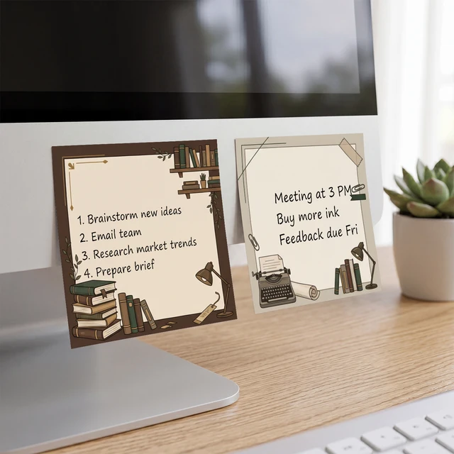 4pcs Vintage Library Sticky Notes Set, Book Coffee Writing Theme Self Stick Memo Pads, 200 Sheets Total, Aesthetic Study Notepad 6 4pcs Vintage Library Sticky Notes Set, Book Coffee Writing Theme Self Stick Memo Pads, 200 Sheets Total, Aesthetic Study Notepad 6