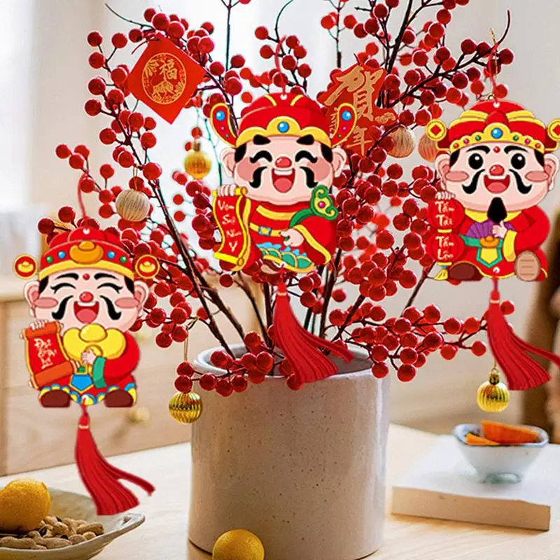 Chinese New Year Ornaments 6X Chinese Spring Festival Tassels Pendant New Year Pendant for Home Restaurant Car Trees Decorations