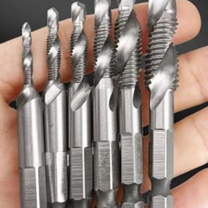 Parafuso Tapping Bit Tool Kit, anti-ferrugem escareador broca, alta dureza e torneiras resistentes ao desgaste, 6 pcs