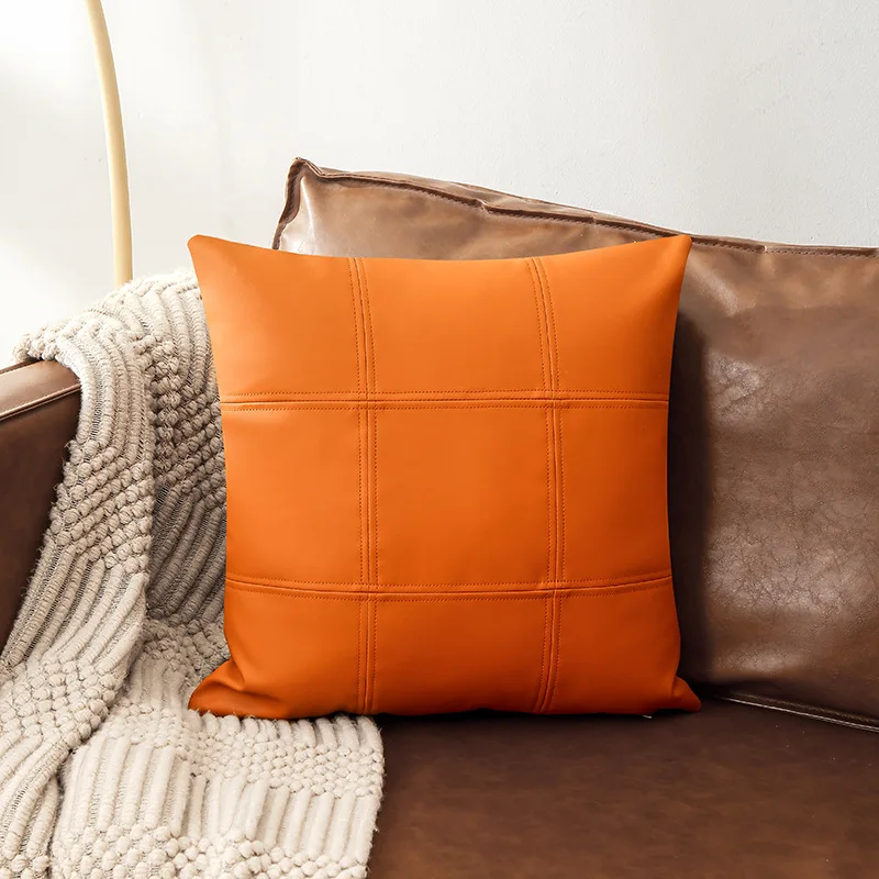 45*45cm Modern solid color spliced throw pillows leather vintage throw pillow sample room cushion
