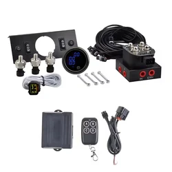 3Color Air Ride Suspension Three in One Display Pressure Gauge With Solenoid Valve and Remote Control &Panel Ship Type Switch