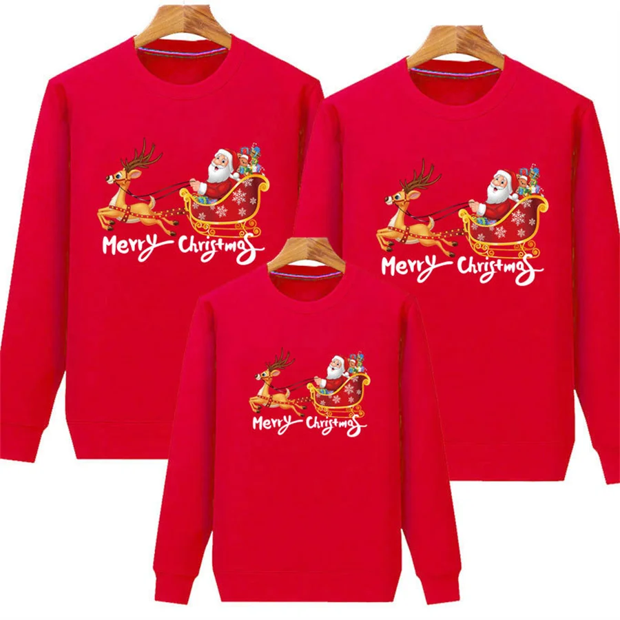 New 2024 Christmas Family Sweater Mom Kids Matching Outfits Knitwear Long Sleeve Jacquard Jumper Mommy and Me Clothes Xmas Look