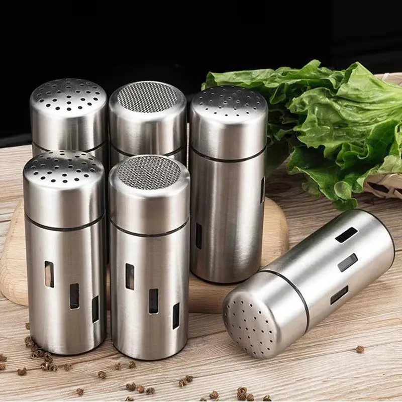 50Pcs/lot High Quality 3 Styles Stainless Steel Spice Jars Seasoning Cans Salt Pepper Shakers Toothpick Condiment Storage Bottle