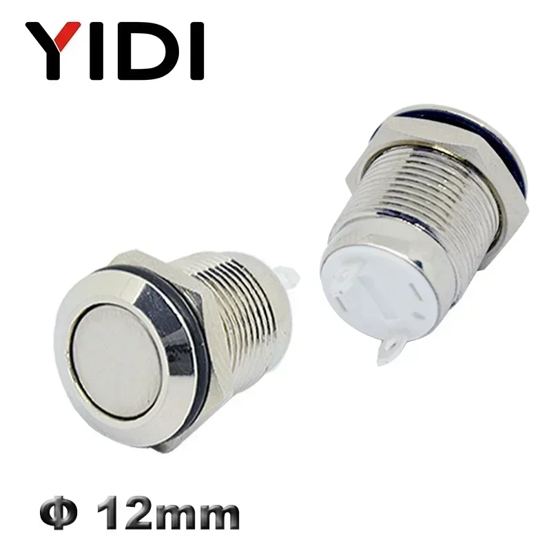 Customized 12mm Stainless Steel Metal Push Button Switch 1NO Momentary Latching Power Symbol ON OFF 12V 24V LED Light Switch