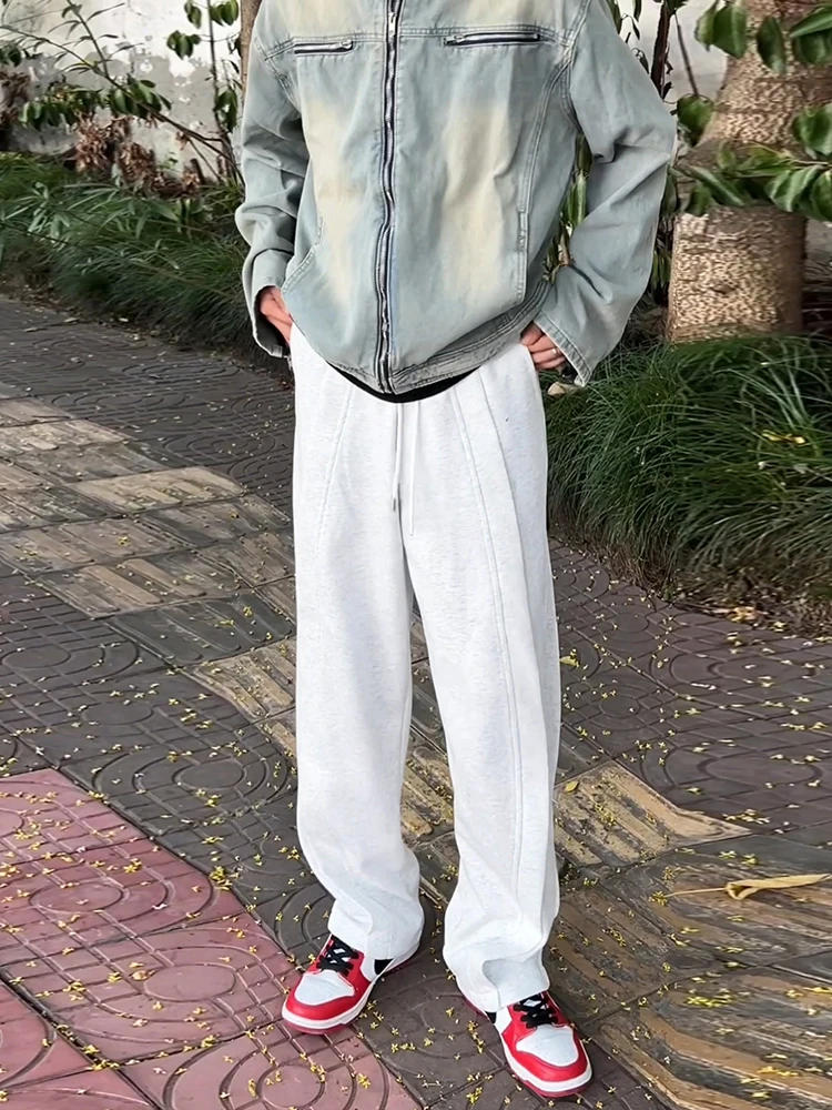 

Heavyweight ey Floral Print Men's Casual Sport Pants Wide Leg Hip Hop American Workwear Straight Cut Spring Autumn Trousers