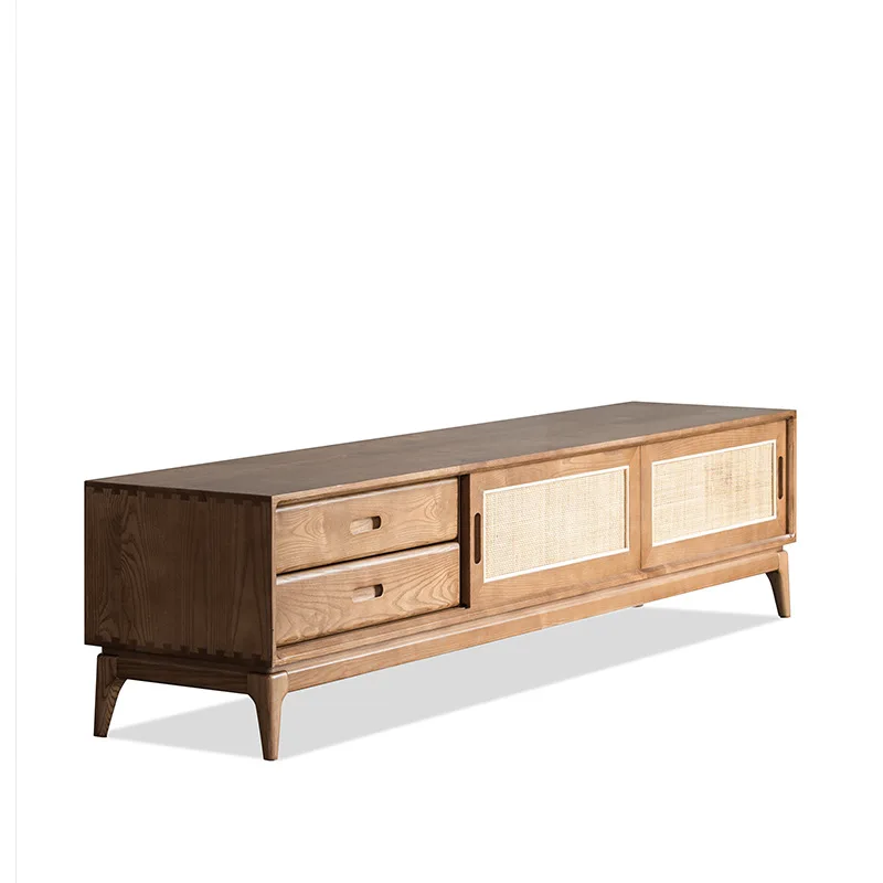 

rattan audio-visual cabinet, solid wood small household living room medieval style TV cabinet