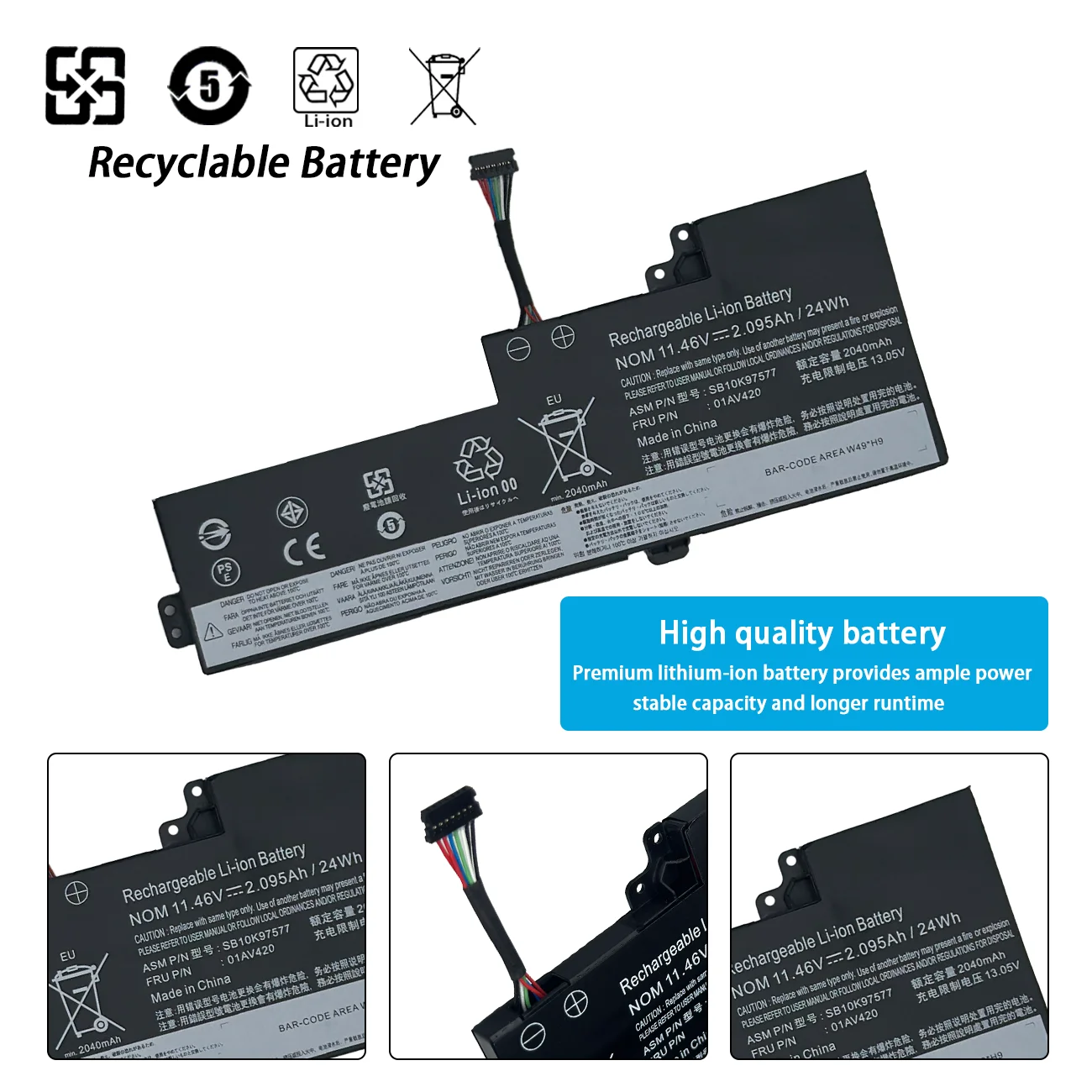 New 01AV420 01AV421 01AV419  01AV489  Battery For Lenovo ThinkPad T470 T480 A475 A485 A285 SB10K97576 SB10K97577 SB10K97578