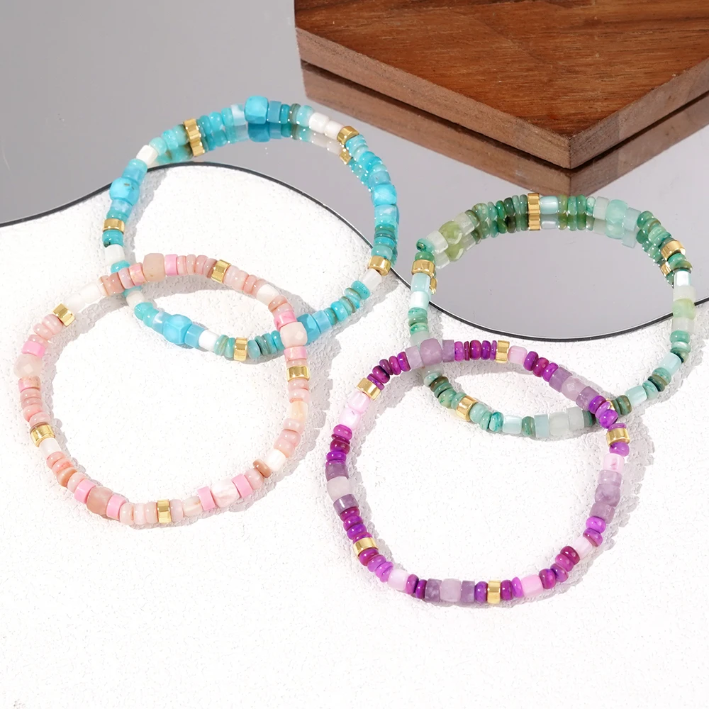 1pc Summer Beach Vacation Natural Semi Precious Charm Bracelet Suitable For Women As A Lucky And Beautiful Jewelry Gift