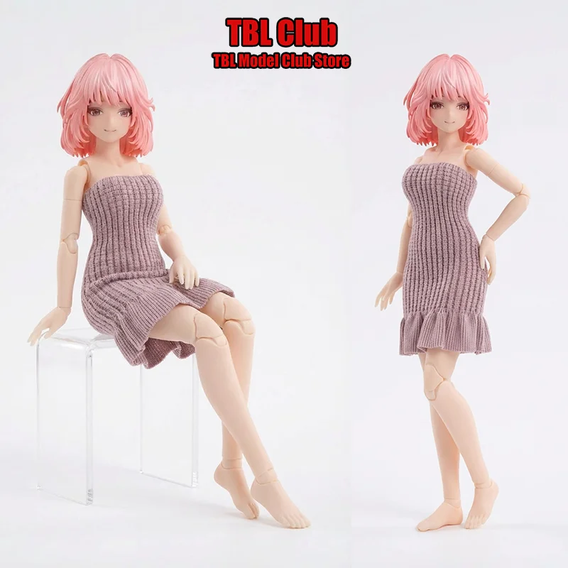 

1/12 Scale Lengthwise Rib Texture Strapless Fishtail Thick Dress Female Clothes For Snail Shell 6-inch Action Figure Soldier