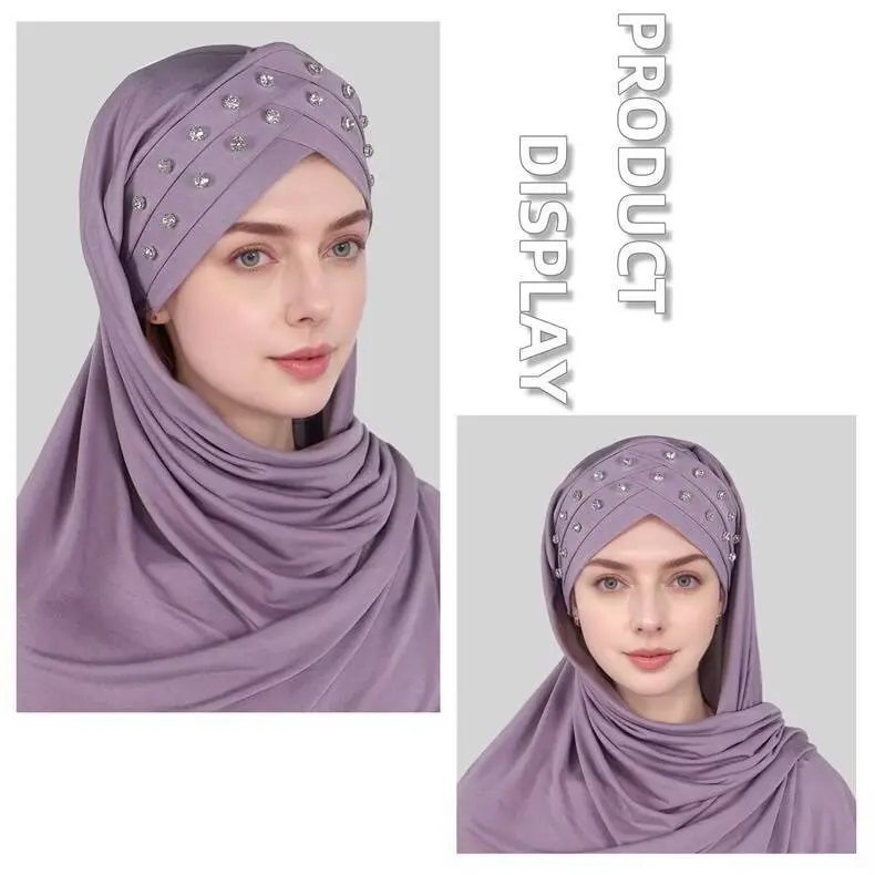 Scarf Women Muslim Shawl Cape Foulard Islamic Headscarf Femme Musulman Bandana With Stones Elegant Shawl Wraps Turban