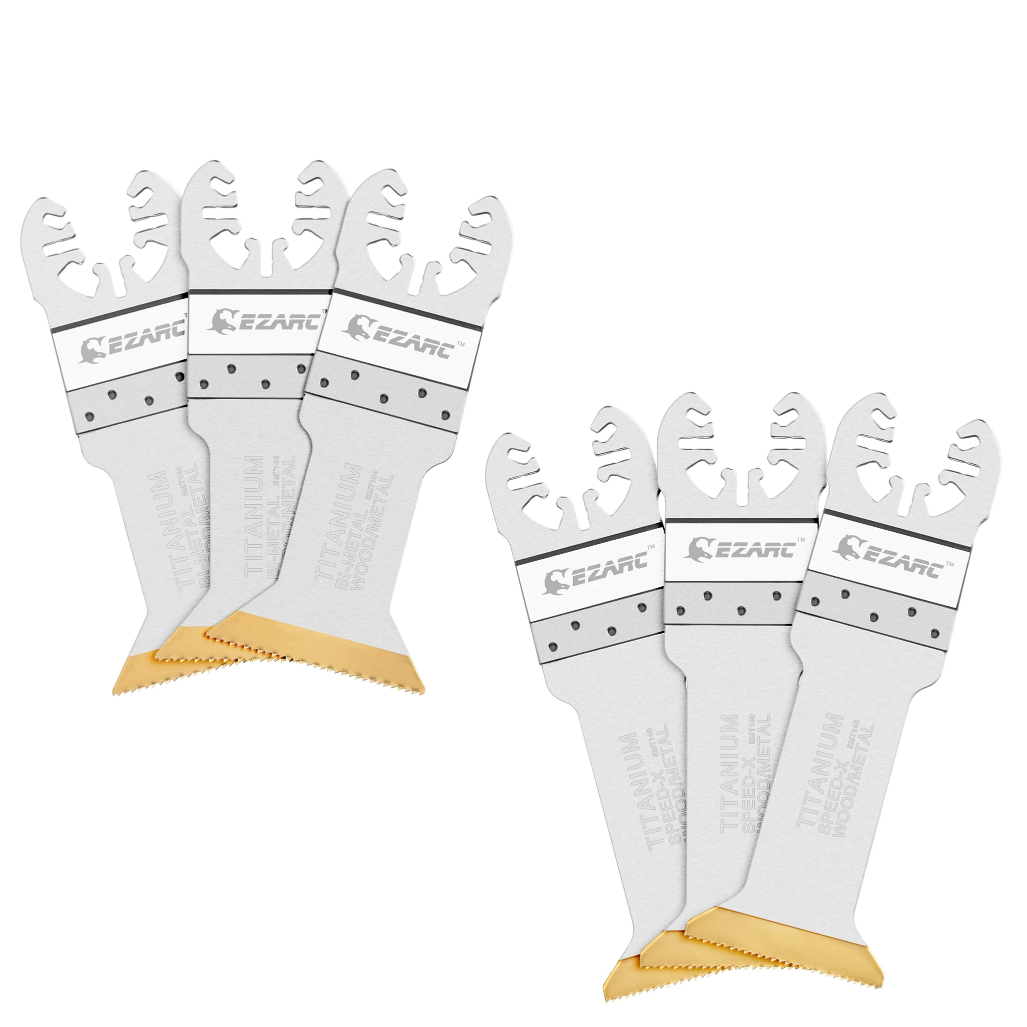 EZARC 6PCS Titanium Oscillating Multitool Blades for Wood Metal Hard Material Long & Standard Saw Blade Universal Fast Cut To