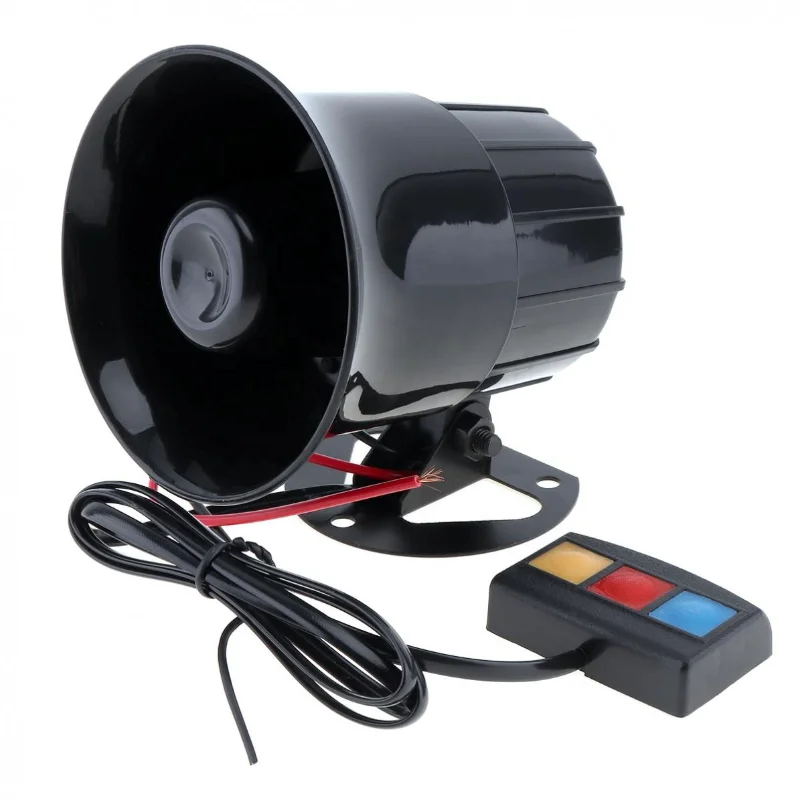 12V Car Motocycle 3 Tone Siren Loud Auto Horn Loudspeaker Electric Ambulance Alarm Sound Speakers 110dB Universal