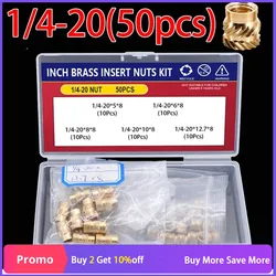 1/4 2-56 4-40 6-32 8-32 10-32 Inch Size Heat Set Threaded Insert Nut Knurled Hot Melt Embedded Brass Copper Nut for 3D Printing