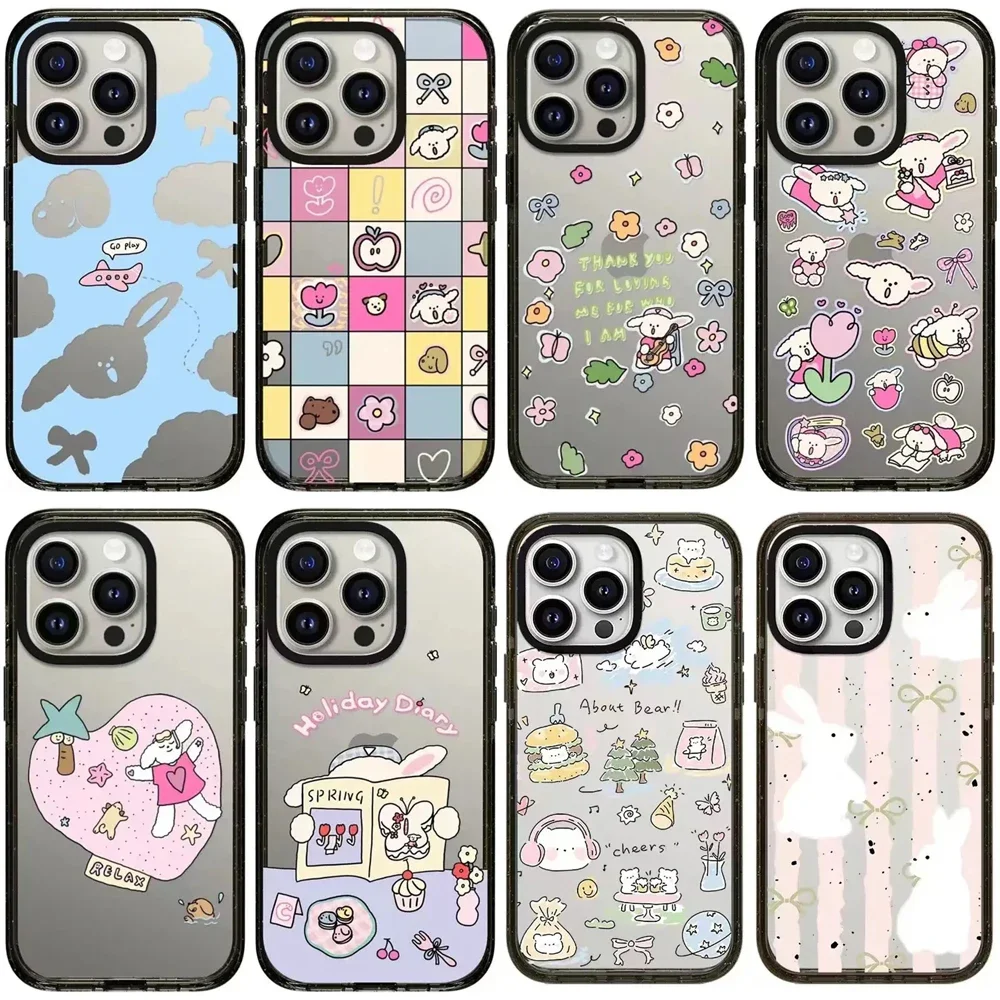 

Relax Cartoon Acrylic Black Border Phone Case Cover for IPhone 11 12 13 14 15 Pro Max Case