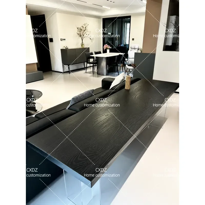 Solid Wood Acrylic Suspended Desk Horizontal Hall Sofa Back Long Table Partition Computer Desk Living Room Double Workstation