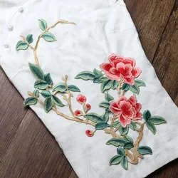 Peony Flower Embroidery Sew on Patches Clothes Hole Repair, Water-soluble Technology, Skin-friendly, Soft Glue Free, Big Size