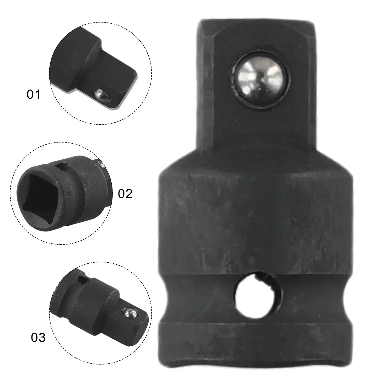 Adaptor Convertor Adapter Black Convertor Impact (HRC) 40 ± 2 1/2 To 1/2 Adapter Chrome-vanadium Steel Repair Tool