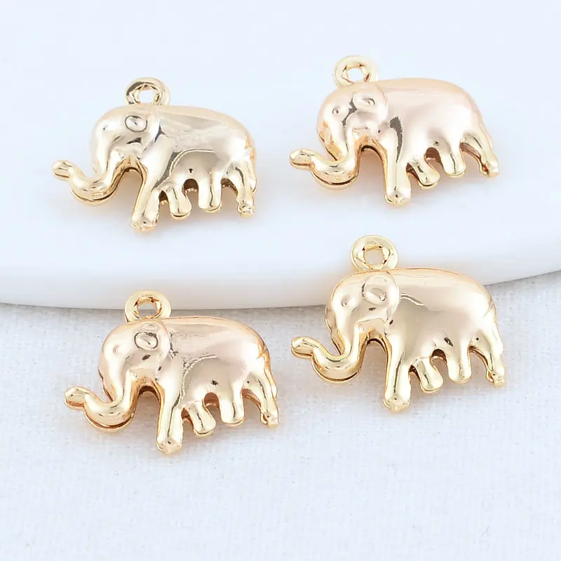 15MM 14K Gold Color Brass Elephant Charms Pendants Jewelry Making Supplies Diy Necklaces Bracelet Findings Accessories