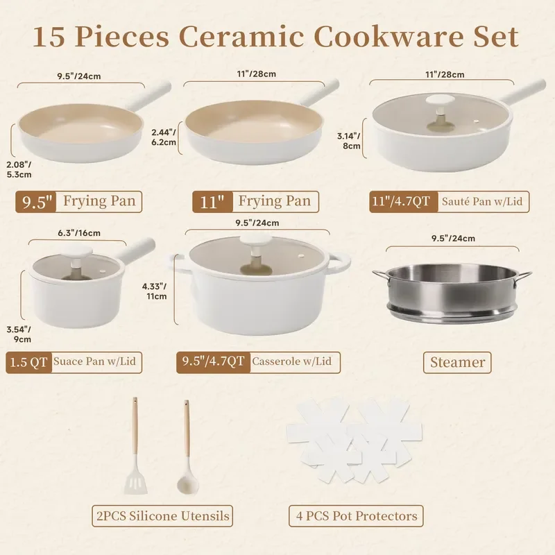 Granite Non Stick Cookware Set Induction Compatible Frying Pan Pot Kitchen Cooking Utensils PFOA Free Healthy Dinnerware