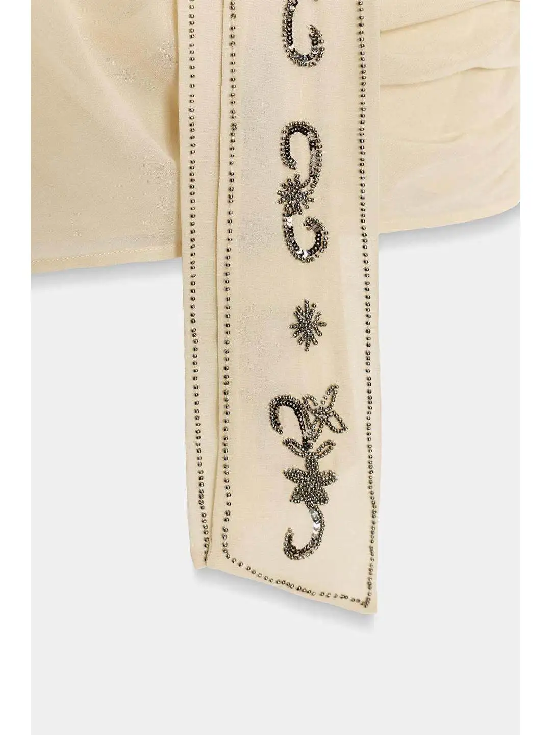 Écharpe perlée décorative longue Sve v-ne f Transparent Double bouton avant irt français Sle coupe ample régulière mince