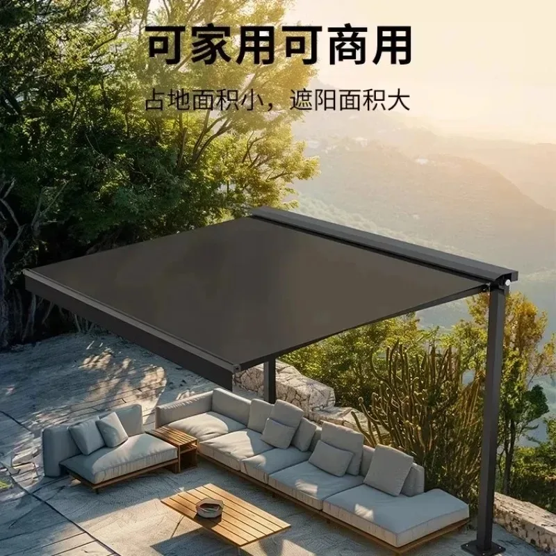 Awning, telescopic canopy, electric balcony, cafe outdoor unilateral column parking shed