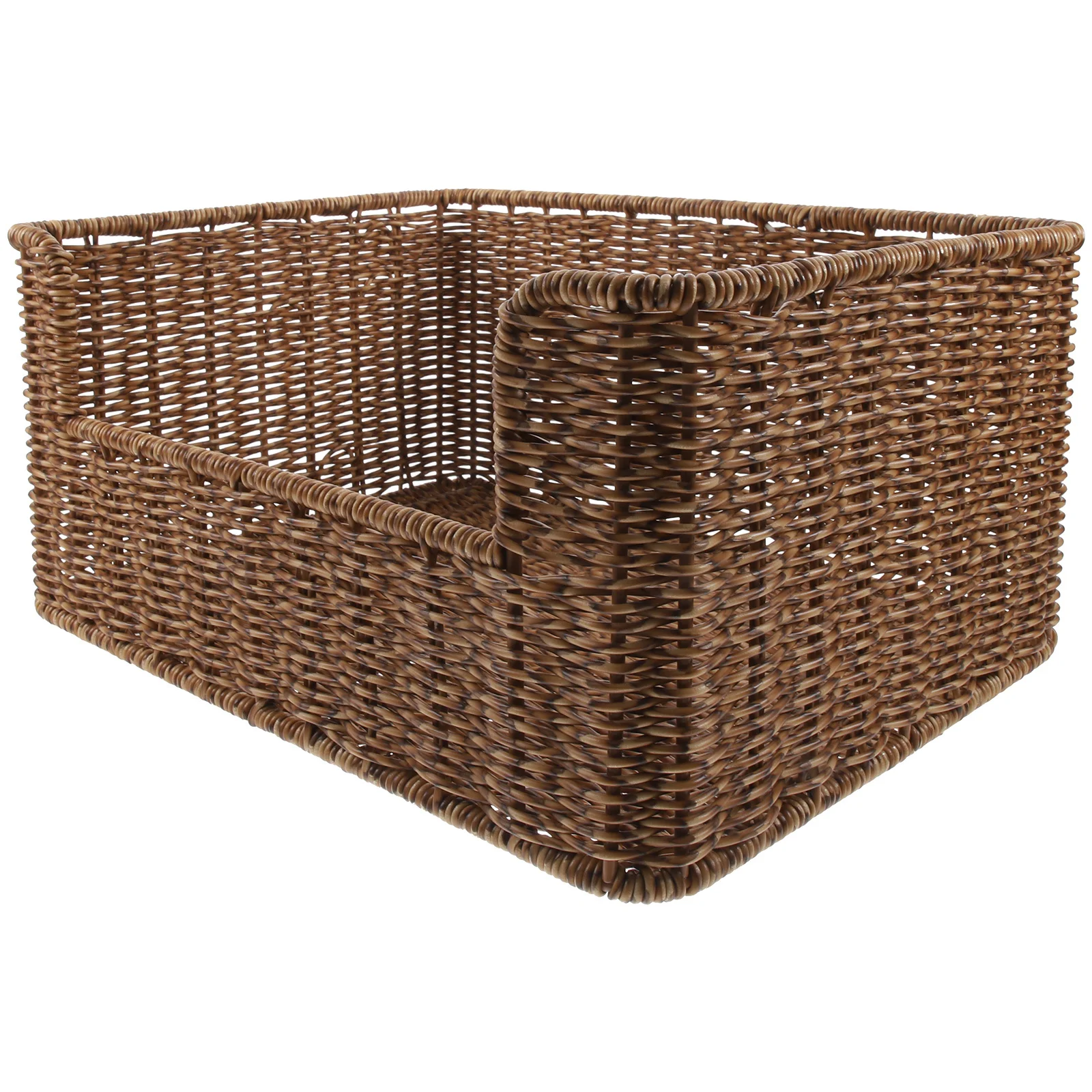 

Woven Basket Imitation Rattan Rustic Storage Organizer for Books Snacks Home Kitchen Sundries Holder Rattan Woven Basket