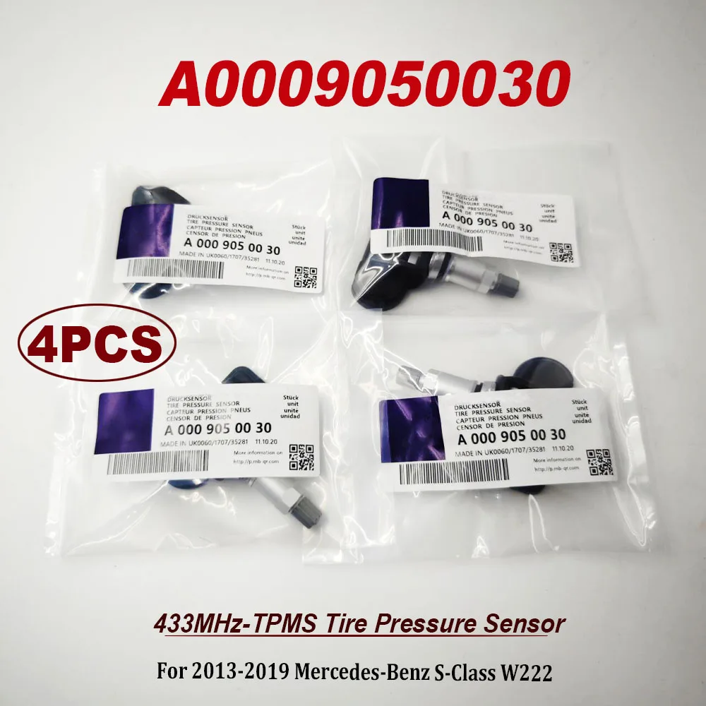 NEW 4PCS TPMS 433MHz A0009050030 670002790 0009050030 Tire Pressure Monitor Sensor FOR 2013-2019 Mercedes-Benzz S-Class W222