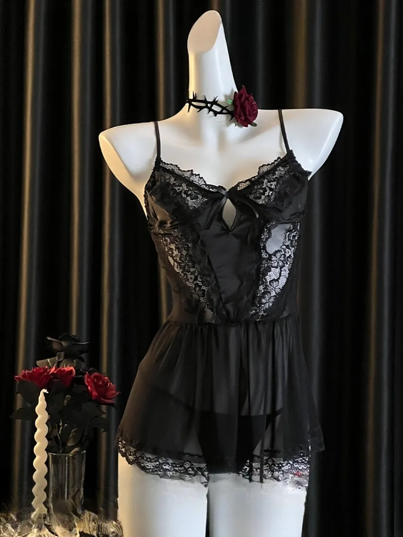 

2026 Sexy Lace Strappy Nightgown for Women,High-End Sensual Lingerie Set,Couple Pajama,Romantic and Fun Bedroom Sleepwear Outfit
