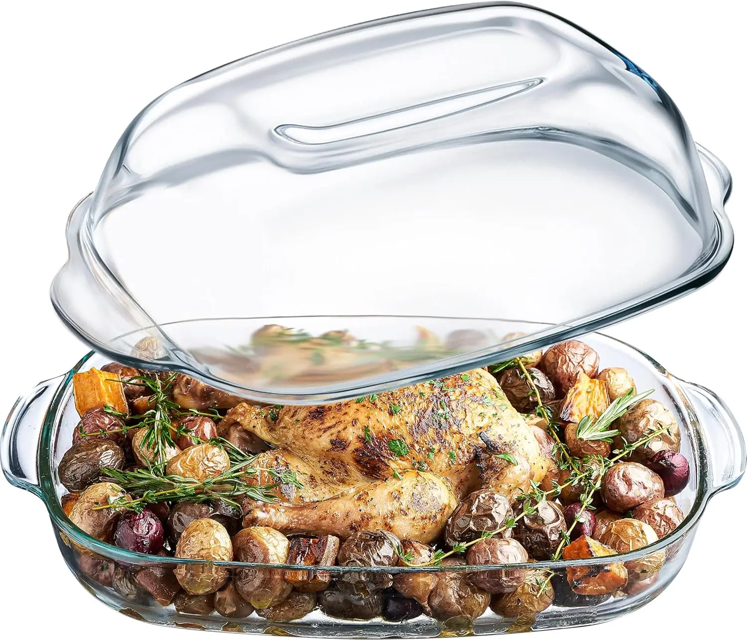 

Casserole Dish For Oven, 8 Quart Glass Baking Dish With High Lid Set, Microwave, Oven, and Dishwasher Safe Cookware