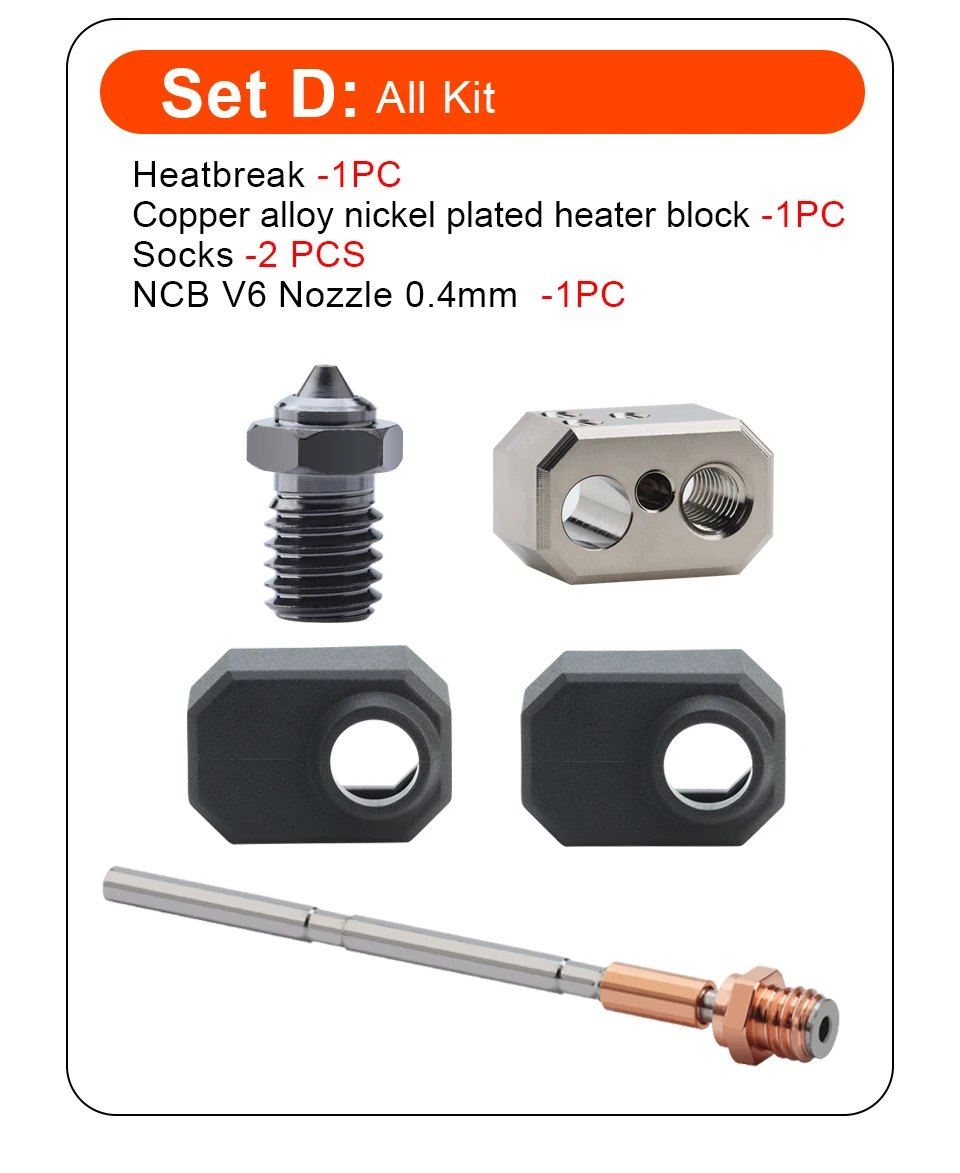 C Trianglelab PRUSA MK4 Kupferlegierung Vernickelte Heizblock-Socken Titanlegierung NCB V6 Düsenadapter Heatbreak Hotend Kit – Detail 10