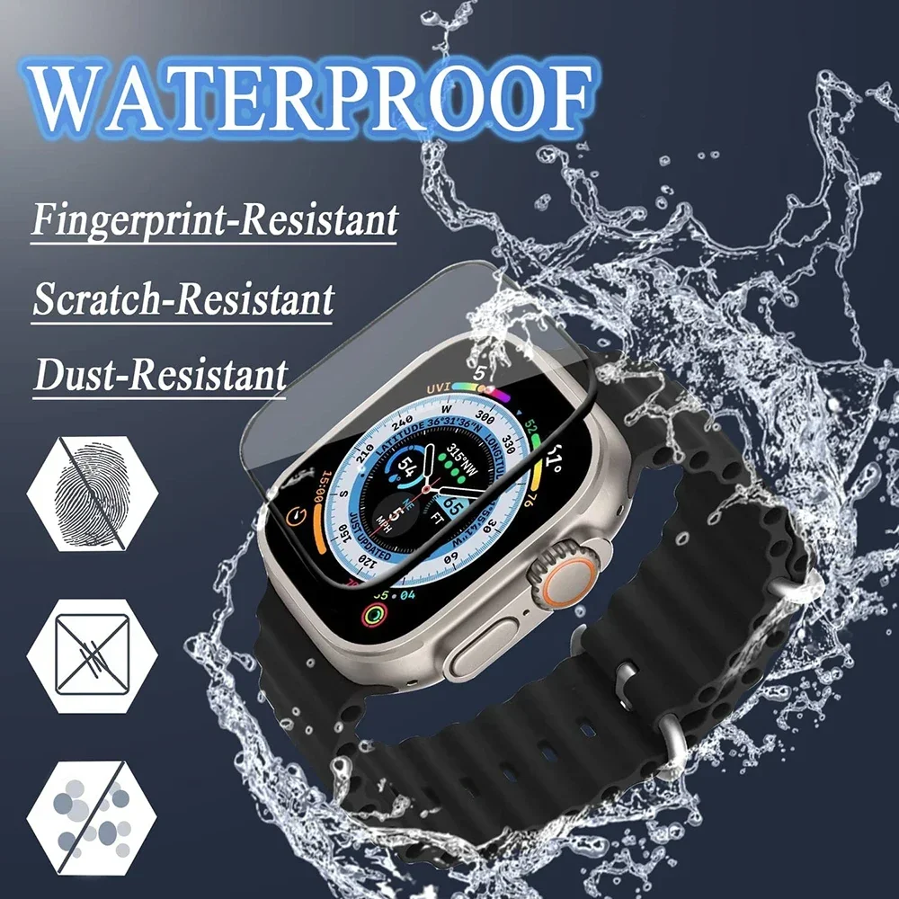 1-2PCS Waterproof Tempered Glass for Apple Watch Ultra 49mm Anti-scratch Full Screen Protector Film for Apple Watch Ultra 49mm