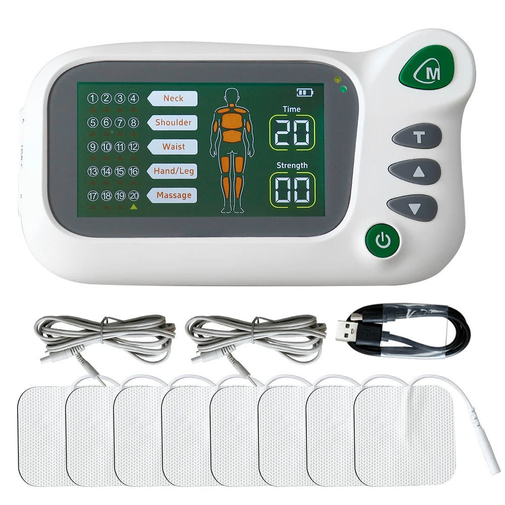 

Tens Unit Muscle Stimulator 2-Channel Rechargeable 20 Modes Full Body Relaxation EMS Acupuncture Physiotherapy Massager