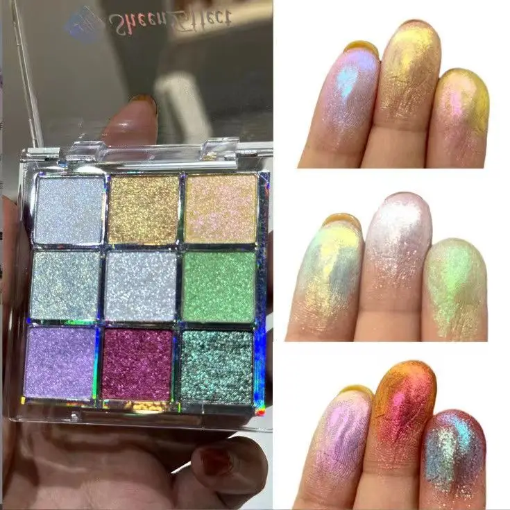 Sheen effect Chamäleon 9 Farben Lidschatten lang anhaltendes super schimmerndes Augen Make-up 1 Farbe Silber Weiß Text marker