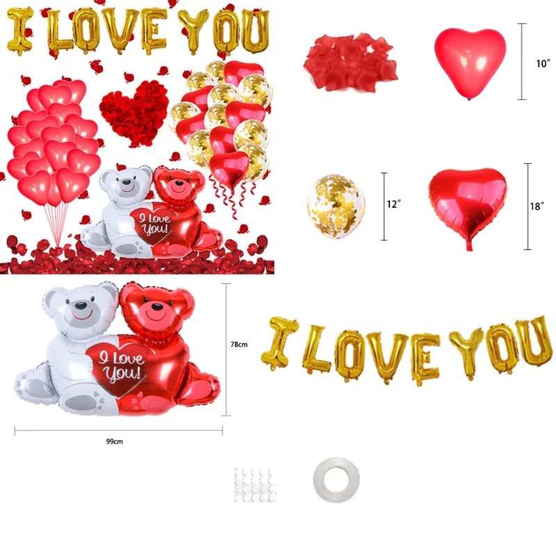 Kit de ballons coeur pour la fête de Léon, décoration florale de mariage, pétales de rose injRose, rouge foncé, 1000 pièces