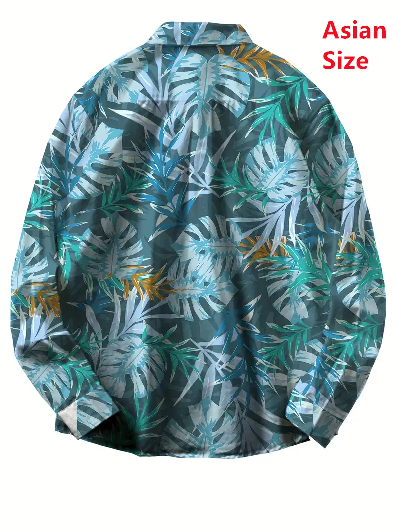 Man Shirts Plus-size Lapel Button-down Top Fashion 3D Flower Printed Man T Shirt Outdoor Casual Comfortable Long Sleeve Shirt