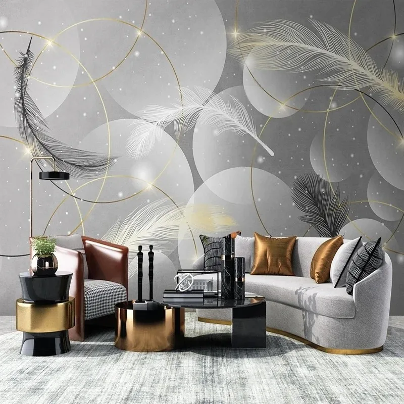 3D Nordic Feather Abstract Geometric Wall Mural Wallpaper Modern TV Sofa Background Wall Art for Living Room Bedroom Home Decor
