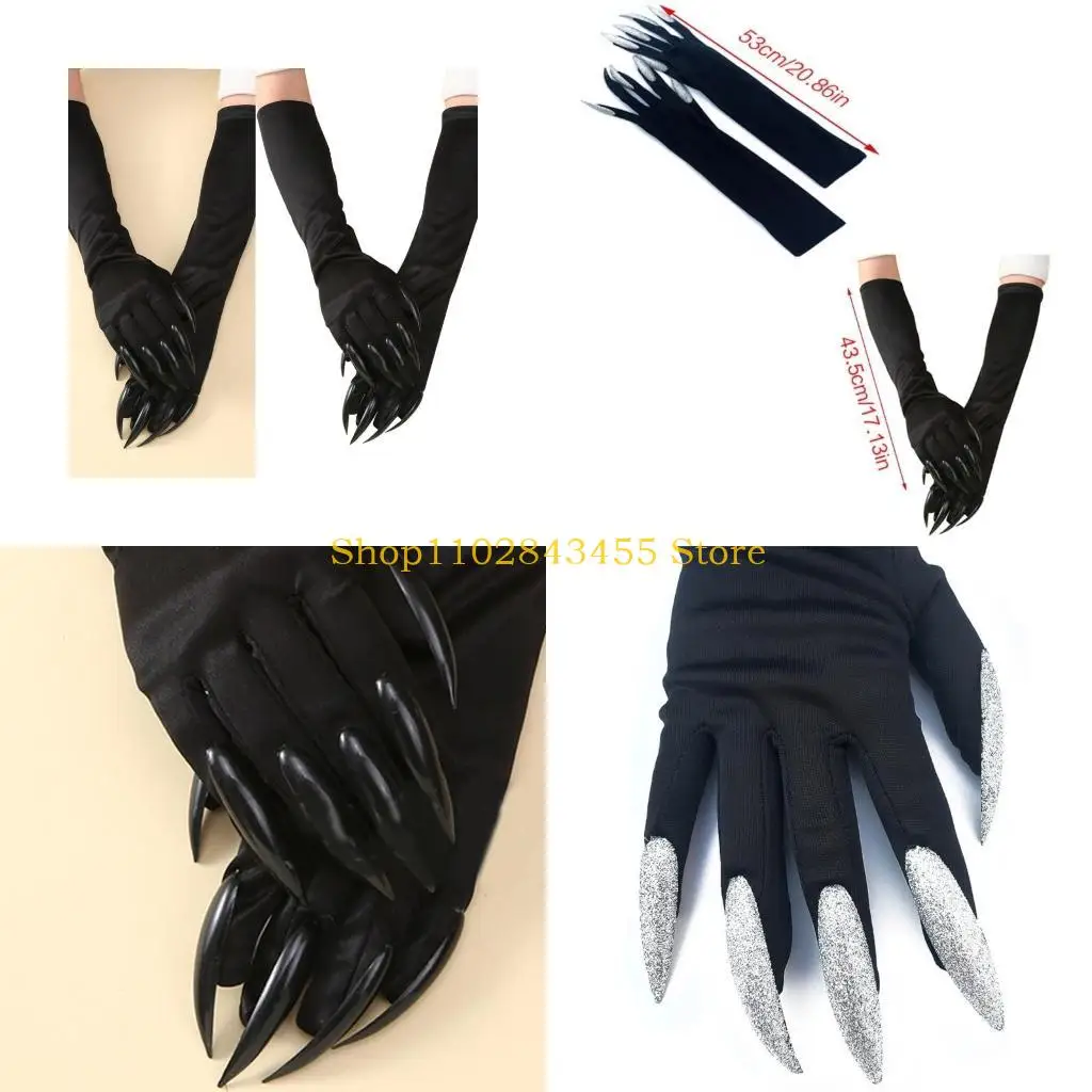 49MC Horrible Wolf Claw Gloves for Kids Halloween Clown Theme Parties Dark Fingernails Claw Gloves Nails Claw