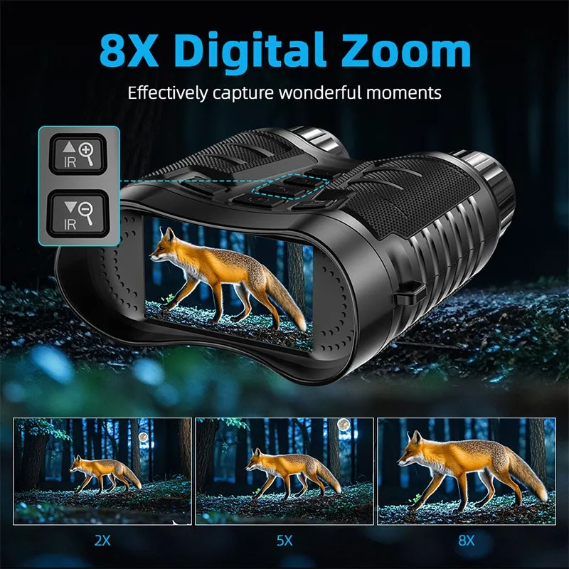 Maxgeek NV2181 Binocular 8X Digital Zoom Night Vision Device 4K 1080P IP54 Waterproof with 3.2-inch TFT HD Screen