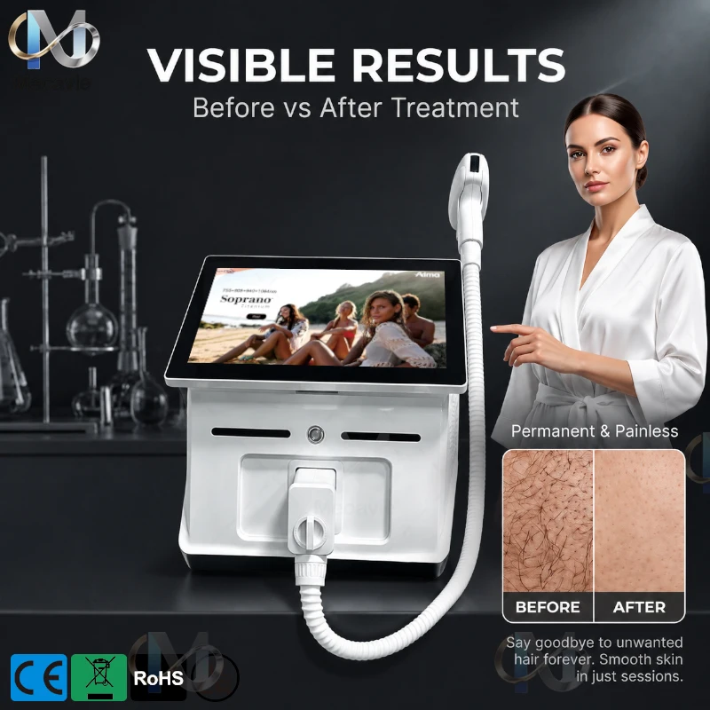Professional Aesthetic Skincare Apparatus Compact Desktop All-In-One Unit 5000w High Power Four Wavelength Tech Achieves Precise Painless Depilation Eliminates Epidermal Aging Cells Boosts Skin Vitality And Provides Holistic Skin Renewal Benefits