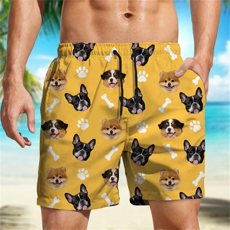 

3D Print Custom Pet Dogs Face Beach Shorts Women Funny Design Pets Swim Trunks Men Fashion Board Shorts Streetwear Short Pants