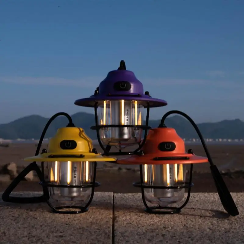 Mini Camping Lamp Retro Hanging Lamp Portable Dimming Tent Light Small Lanterns Battery Powered LED Outdoor Light Lantern