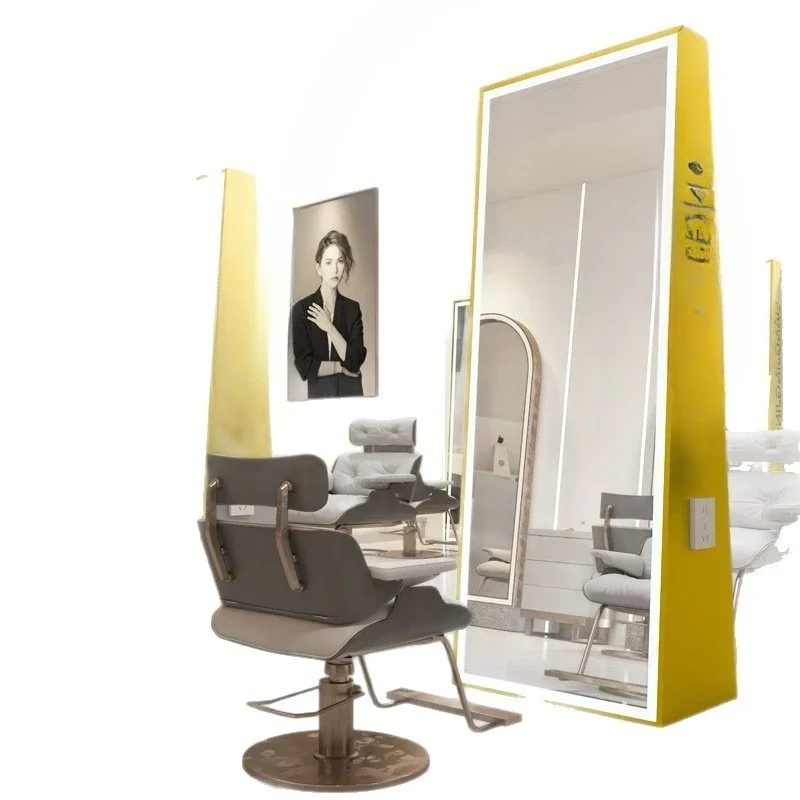 

Barber shop mirror, floor-to-ceiling double-sided mirror with light