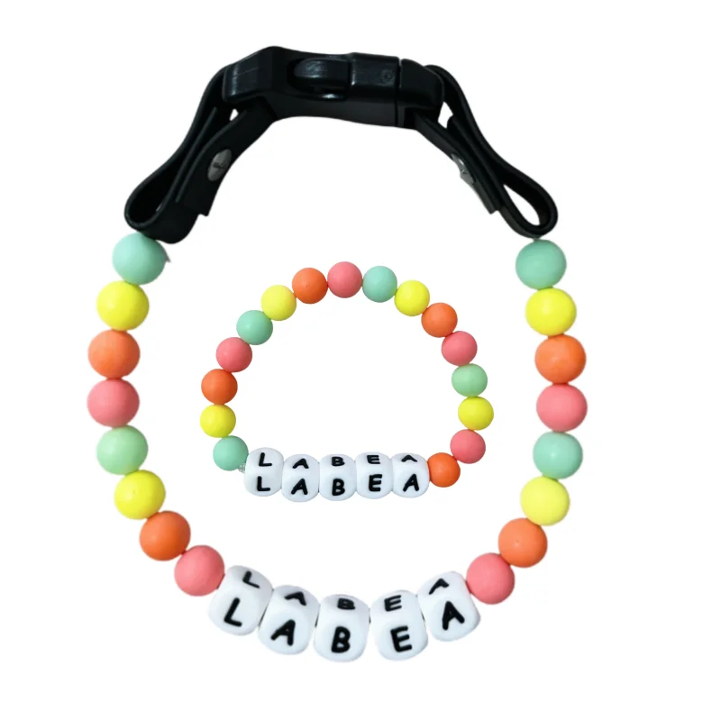 الحيوانات الأليفة مطرز اسم طوق مع سوار مجموعة مخصصة طوق الكلب مع الخرز DIY اسم الكلب رسالة قلادة الكلب لؤلؤة مطرز طوق