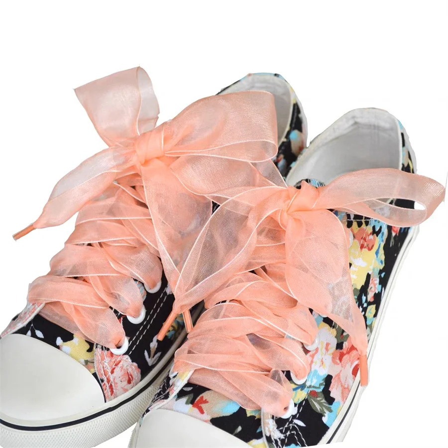1 Paar 4cm Breite Organza-Schnürsenkel 60-180cm Damen Schleifen-Schnürsenkel Flache Seiden-Satin-Bänder für Canvas-Sneaker Sportschuhe Schnürsenkel S – Detail 12