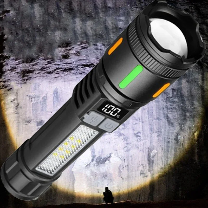 

High Power Rechargeable Led Flashlight Very Strong Led Flashlight With Built-in Battery Torch For Fishing Hunting Camping Lanter